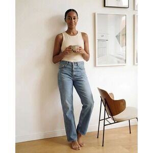 Edwin Kali Ankle Vintage Straight Jeans Light Wash Button Fly Size 26